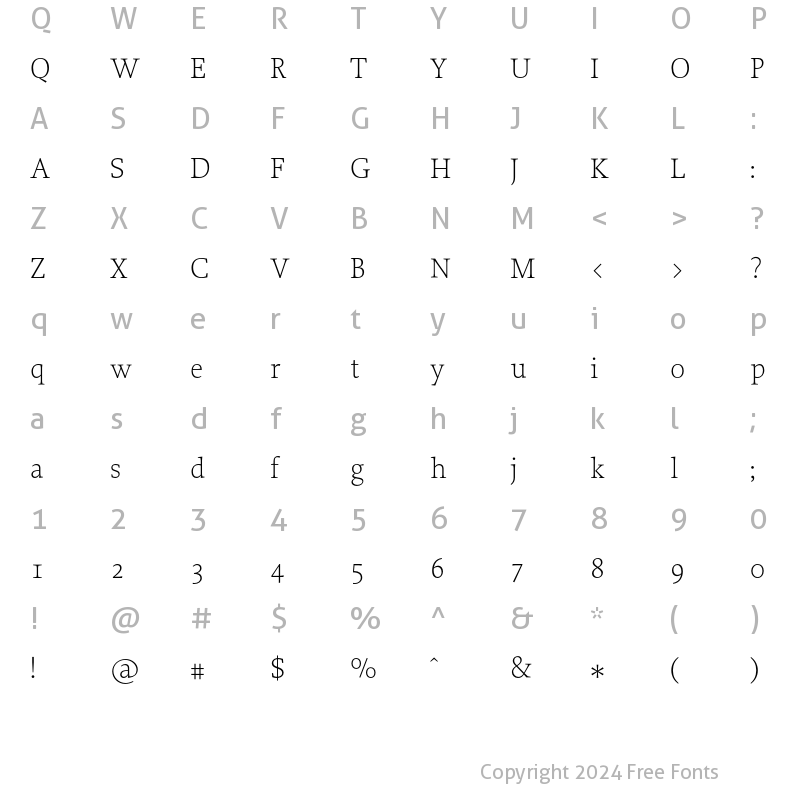 Character Map of Proforma UltraLight Regular