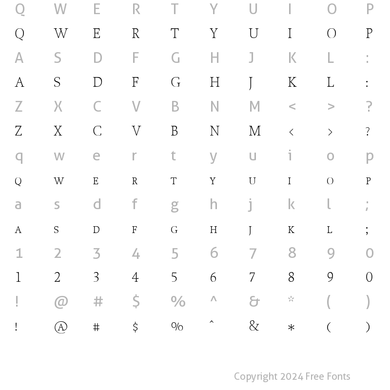 Character Map of Proforma UltraLightSC