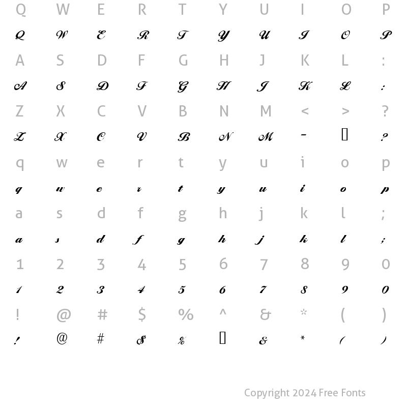 Character Map of ProgenaScriptSSK Regular