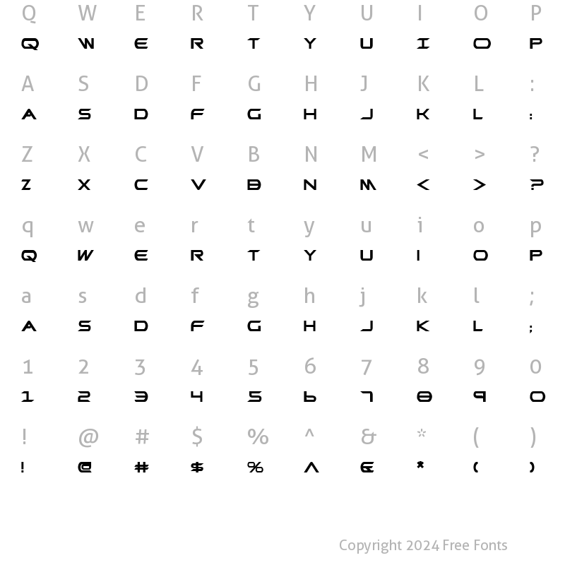 Character Map of Promethean Bold Bold