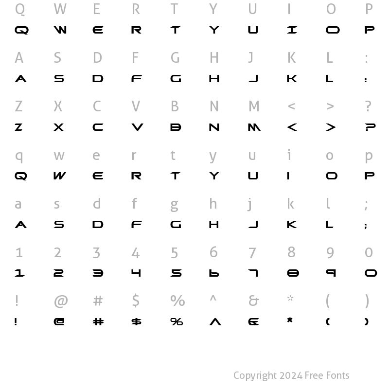 Character Map of Promethean Bold Expanded Bold Expanded