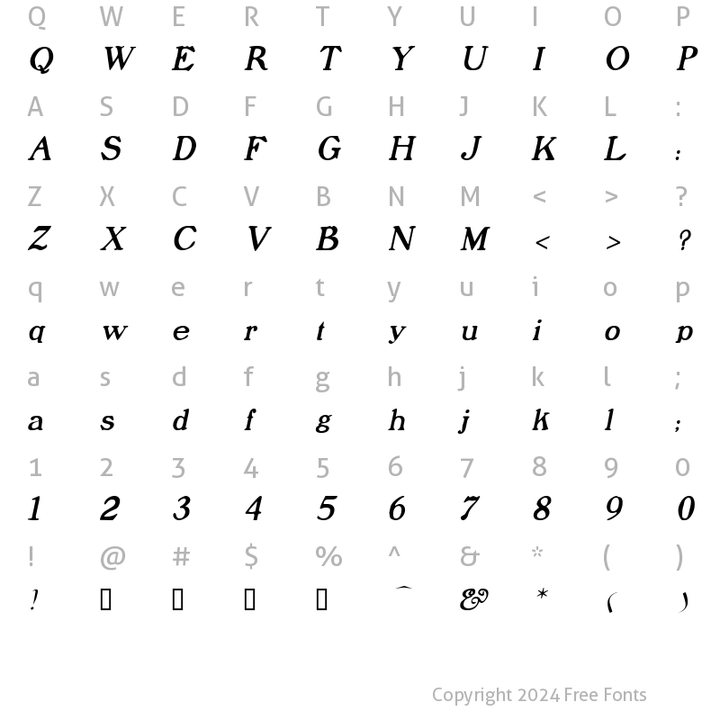 Character Map of Prophet Italic