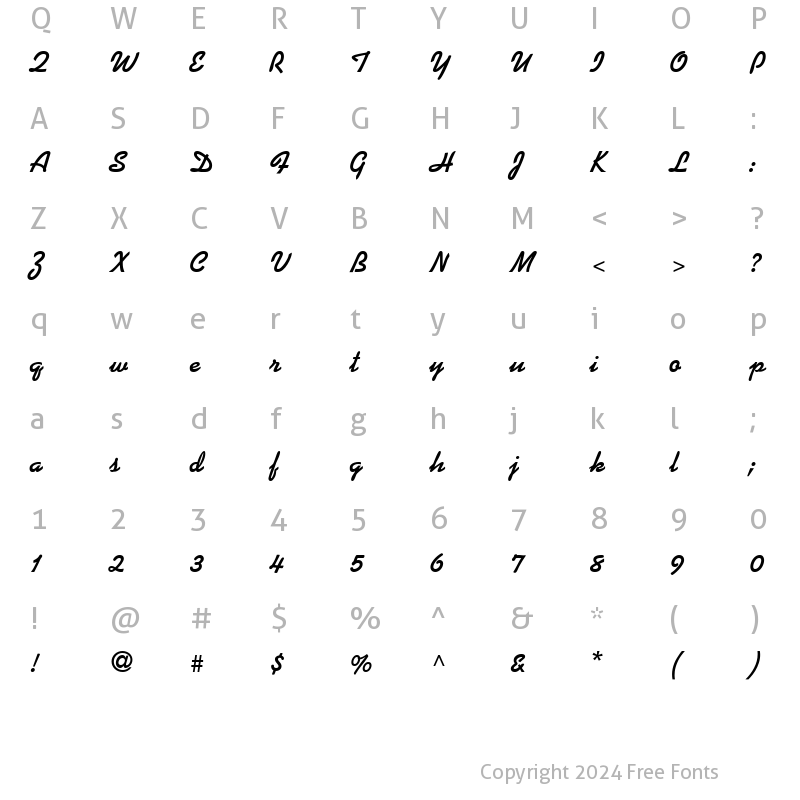 Character Map of Prose Script SSi Bold