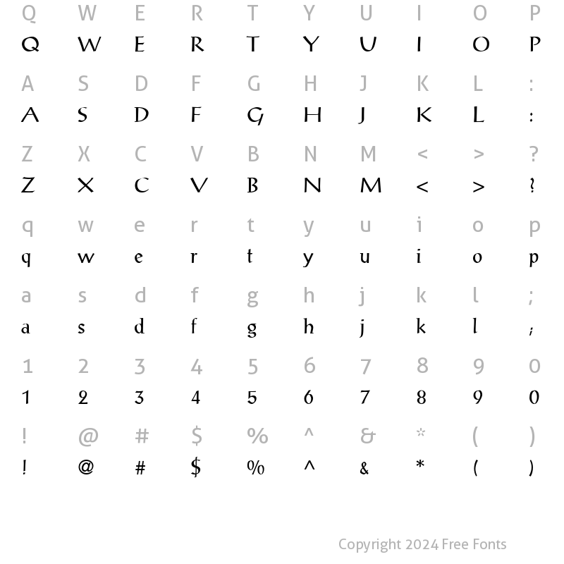 Character Map of ProseAntique Regular