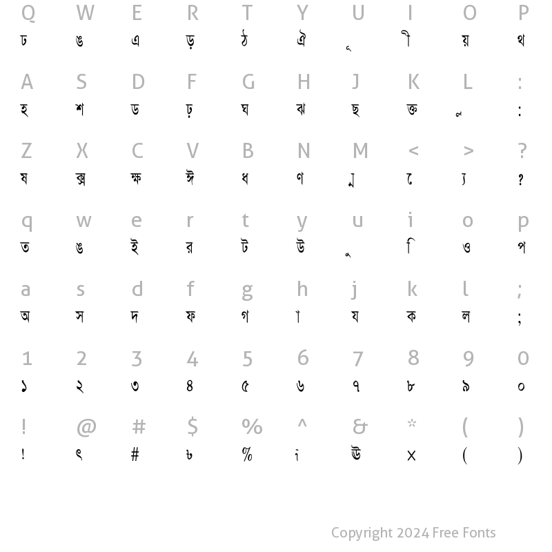 Character Map of Proshun-Condensed ondensed-2