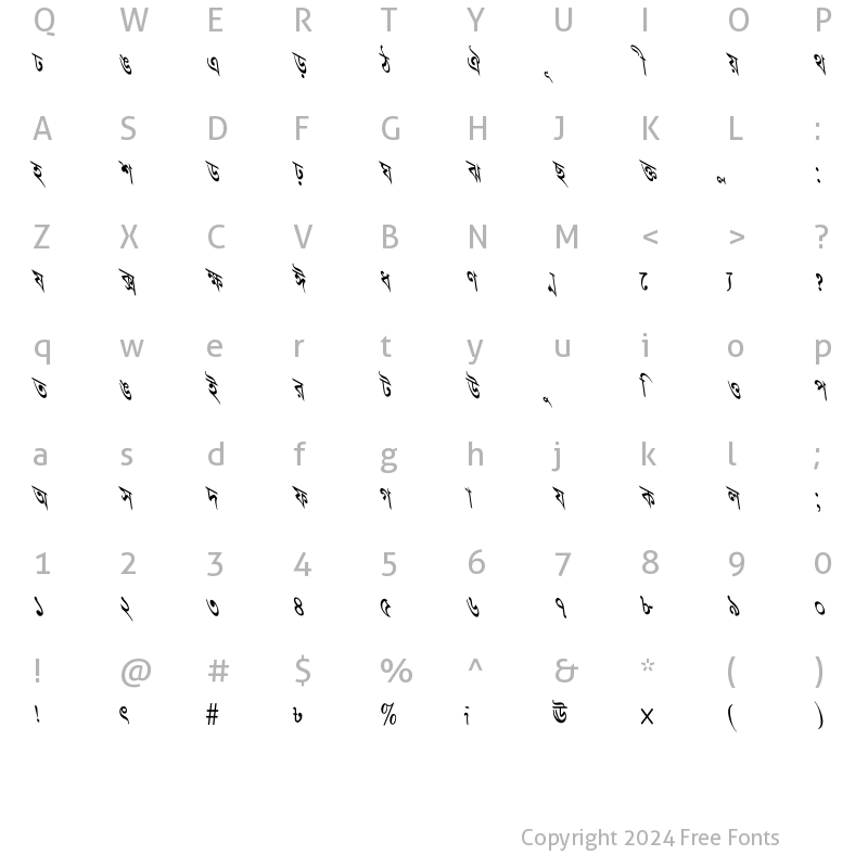 Character Map of Proshun-Curve ondensed-2