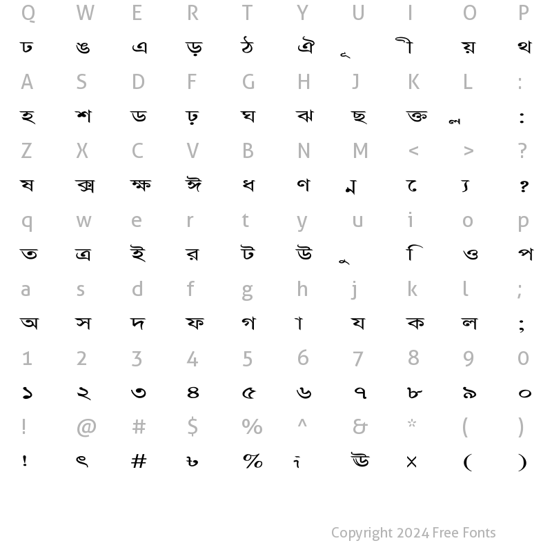 Character Map of Proshun-Expanded xpanded-2