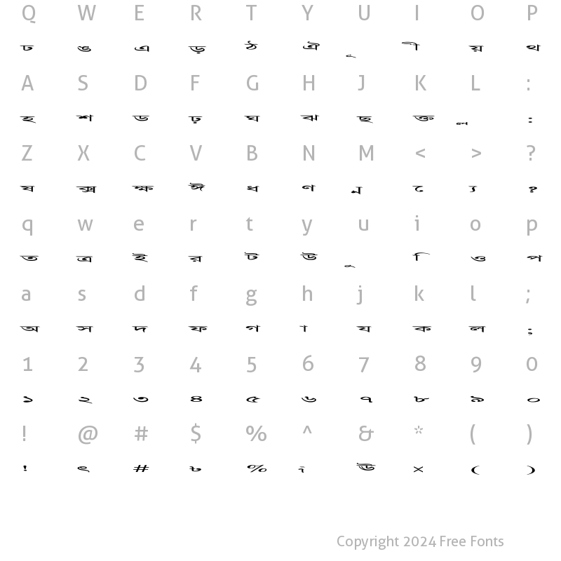 Character Map of Proshun-Expanded2 xpanded-2