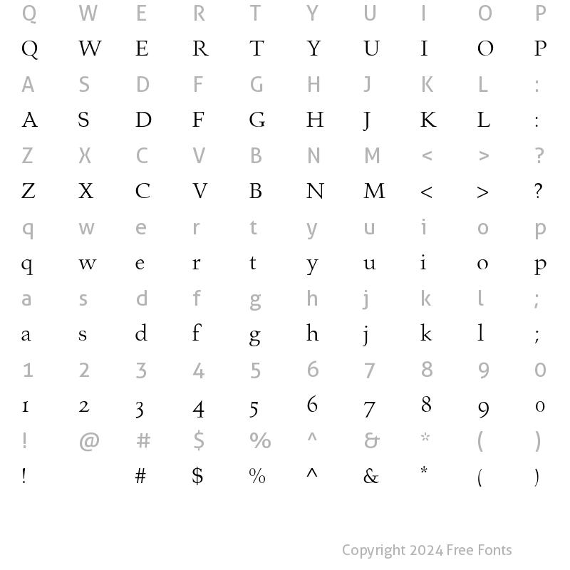 Character Map of Prospero OldstyleRegular