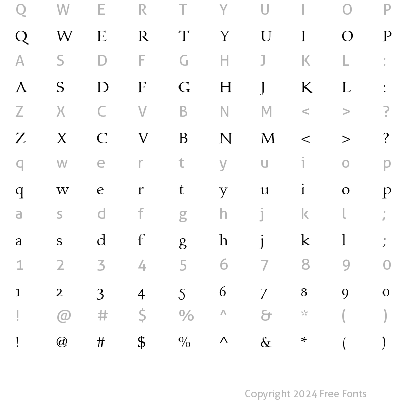 Character Map of Prospero Regular