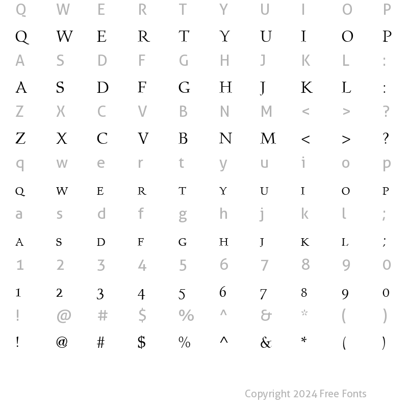 Character Map of Prospero SmallCaps