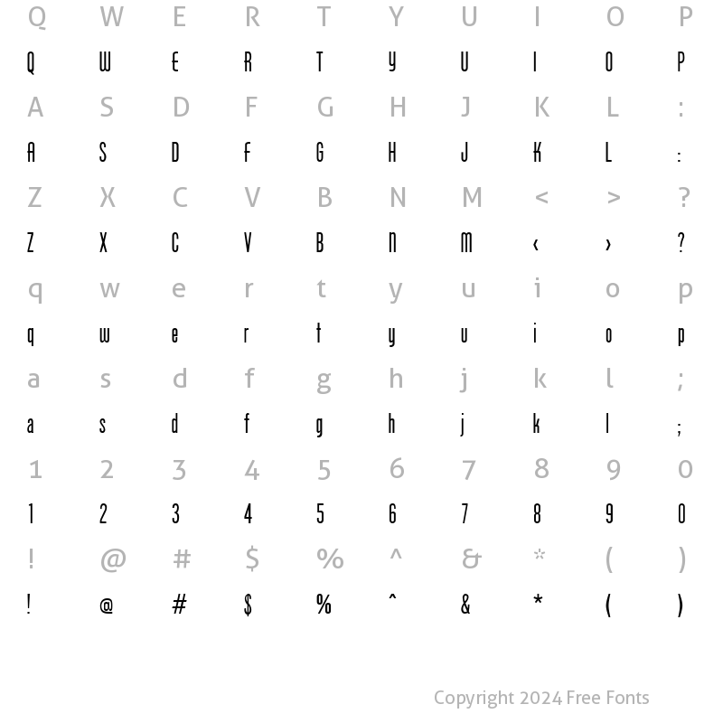 Character Map of Protege Regular