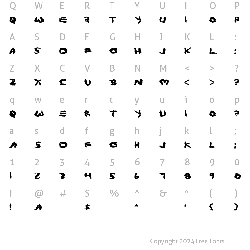 Character Map of Protoplasm Bold Bold