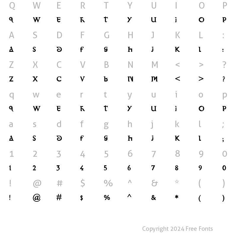 Character Map of Prototype Bold