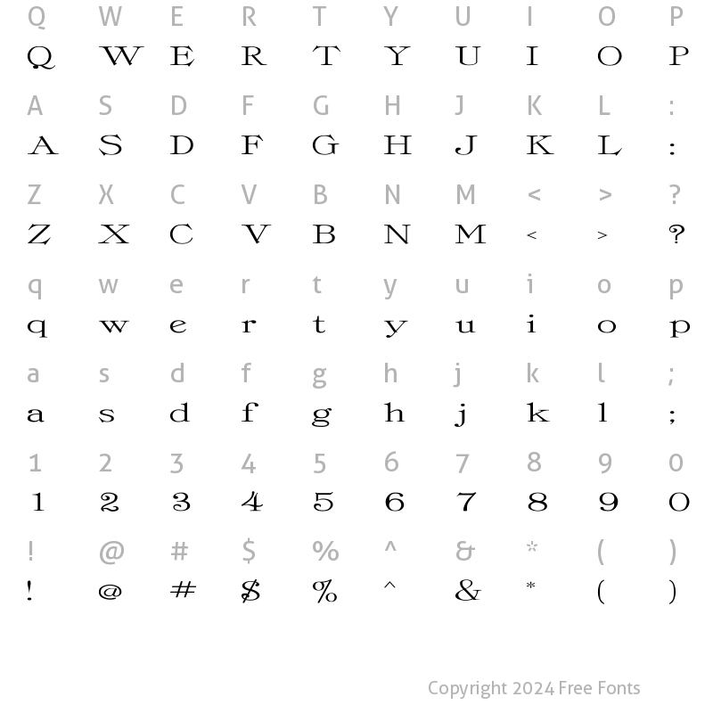 Character Map of ProvLite Ex Regular