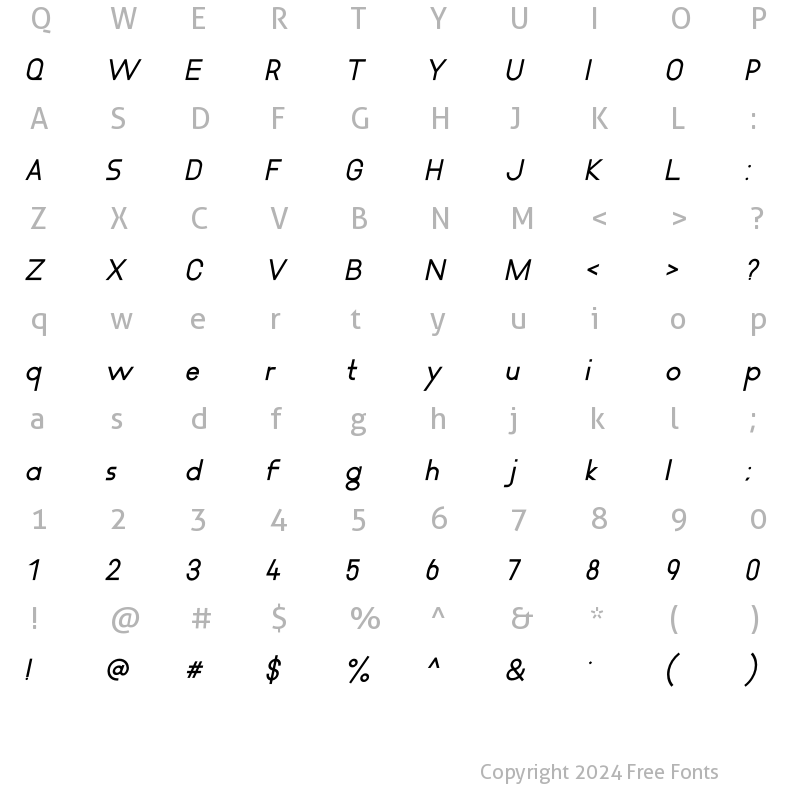 Character Map of Proximity Black_Italic