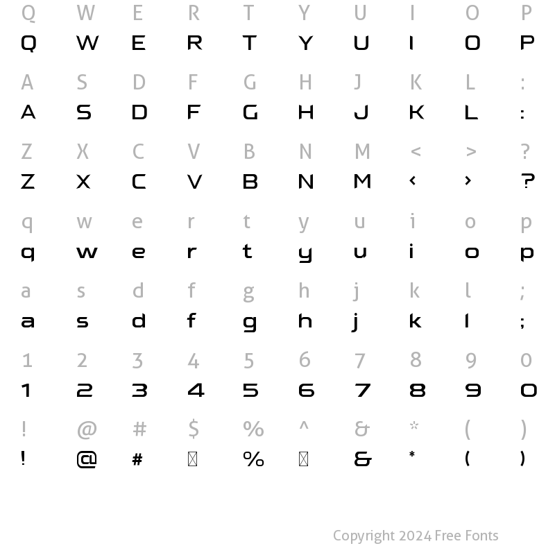 Character Map of PROXON Regular