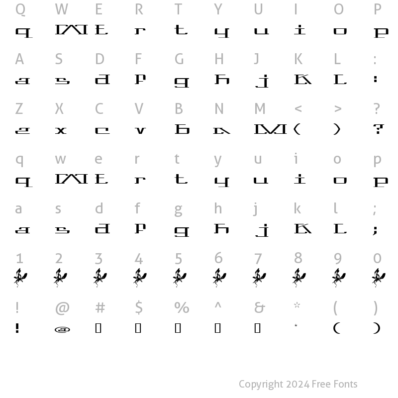 Character Map of Prozac Child Regular