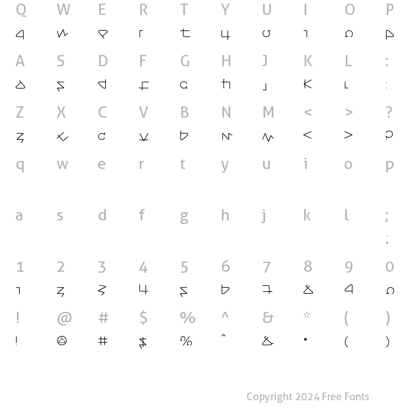 Character Map of Prozac Plain Regular