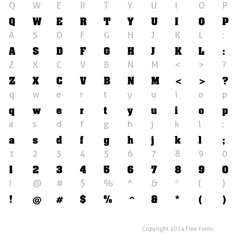 Character Map of PT Blockhead Normal