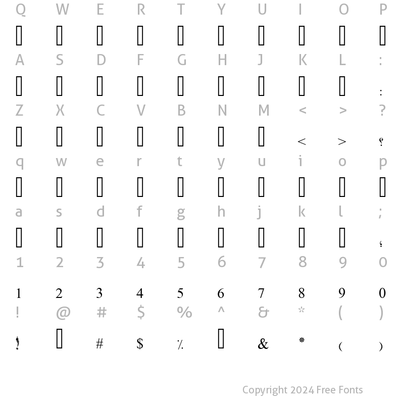 Character Map of PT Bold Broken Regular