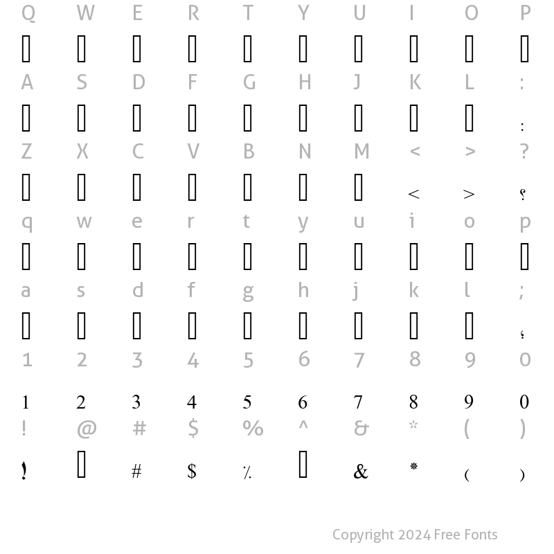 Character Map of PT Bold Dusky Regular