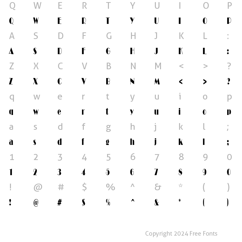 Character Map of PT Capone Condensed Normal