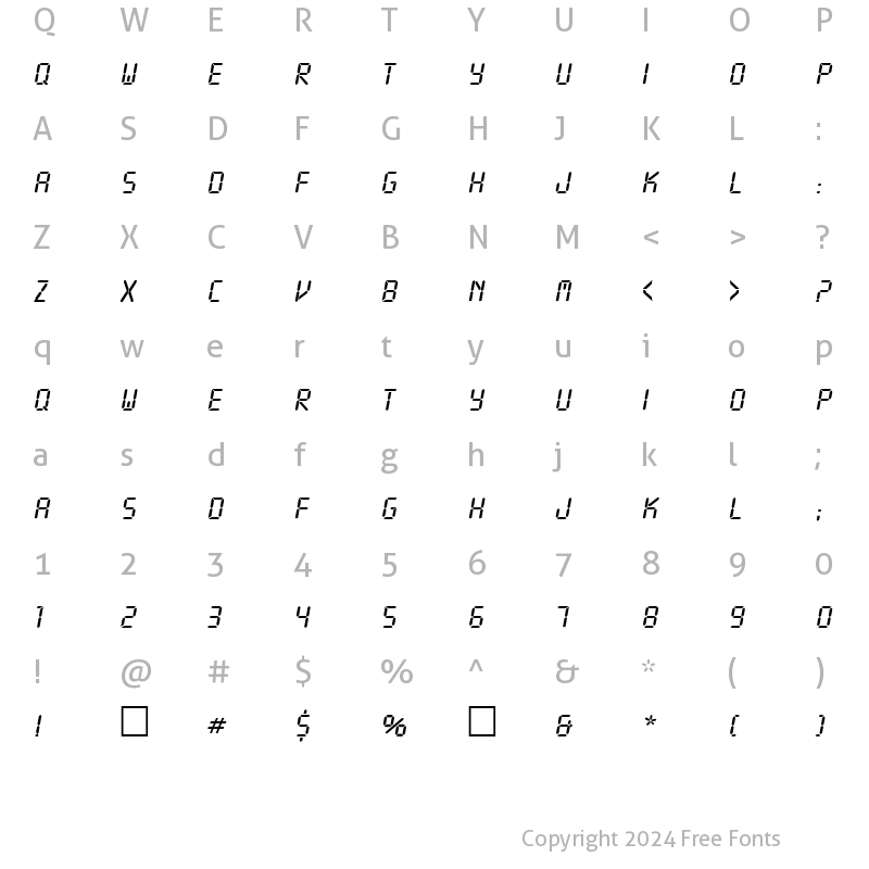 Character Map of PT DigiCaps Normal