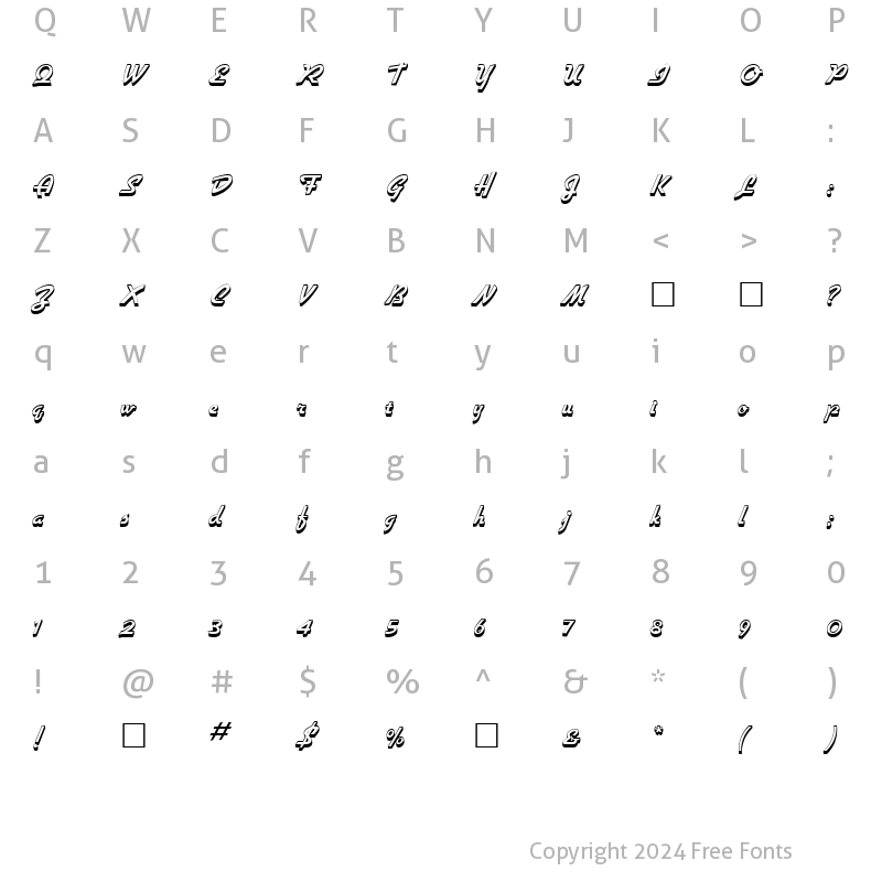 Character Map of PT Diner Shadow Normal