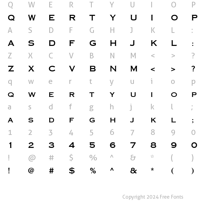 Character Map of PT Eye Chart Normal