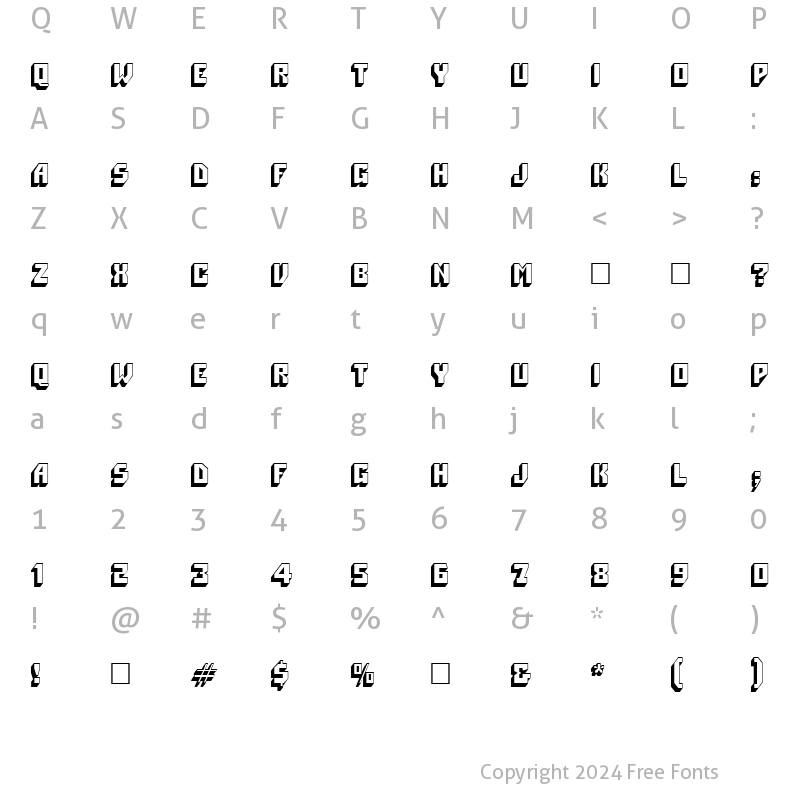 Character Map of PT Flattop Normal