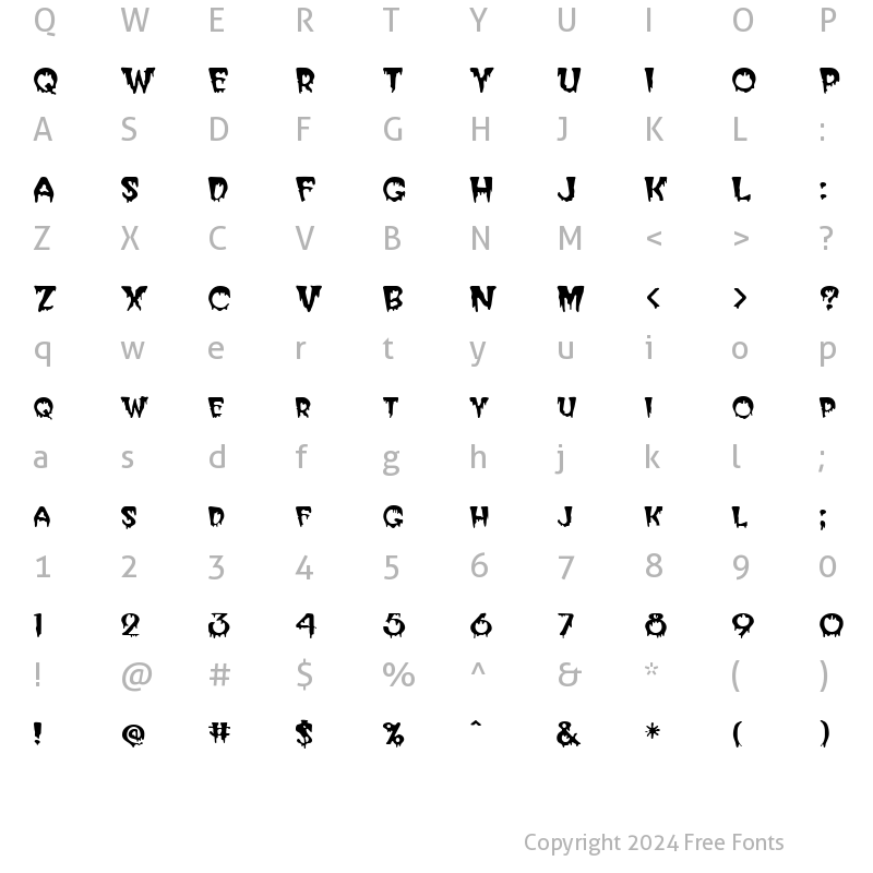 Character Map of PT Fright Night Normal