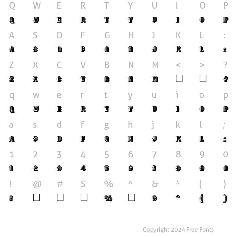 Character Map of PT High Jack Normal