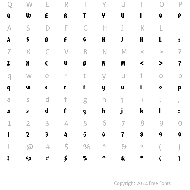 Character Map of PT Klaus Normal