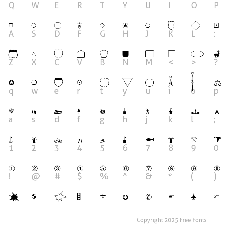 Character Map of PT Mapmaker Normal