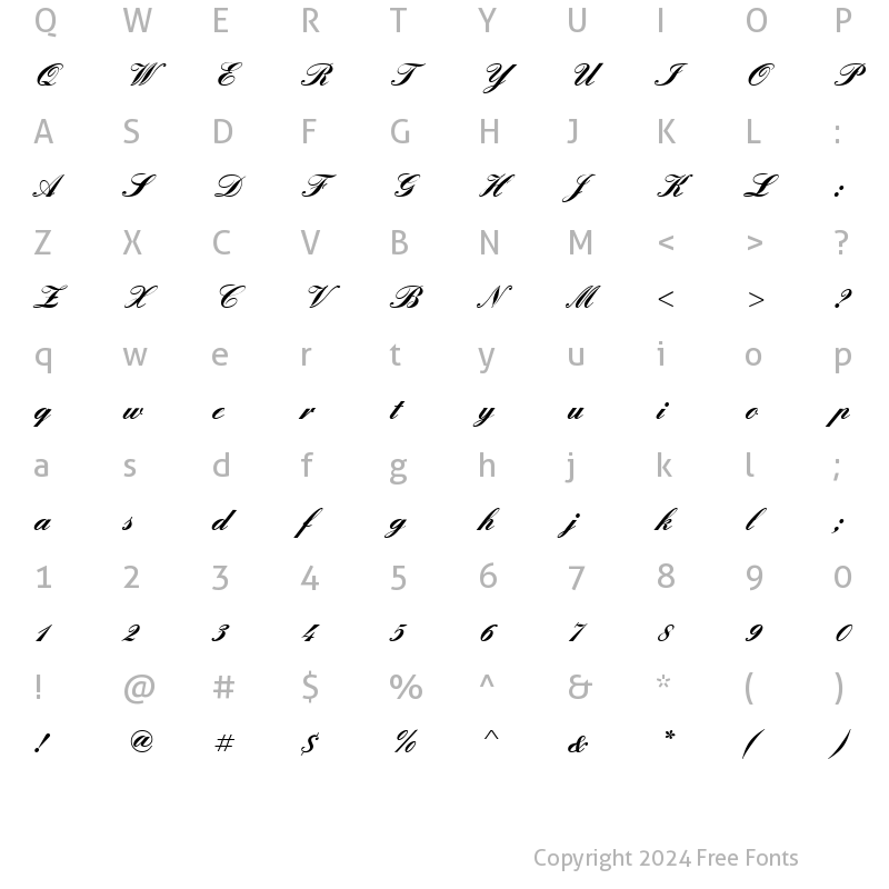 Character Map of PT Orchid Bold Normal