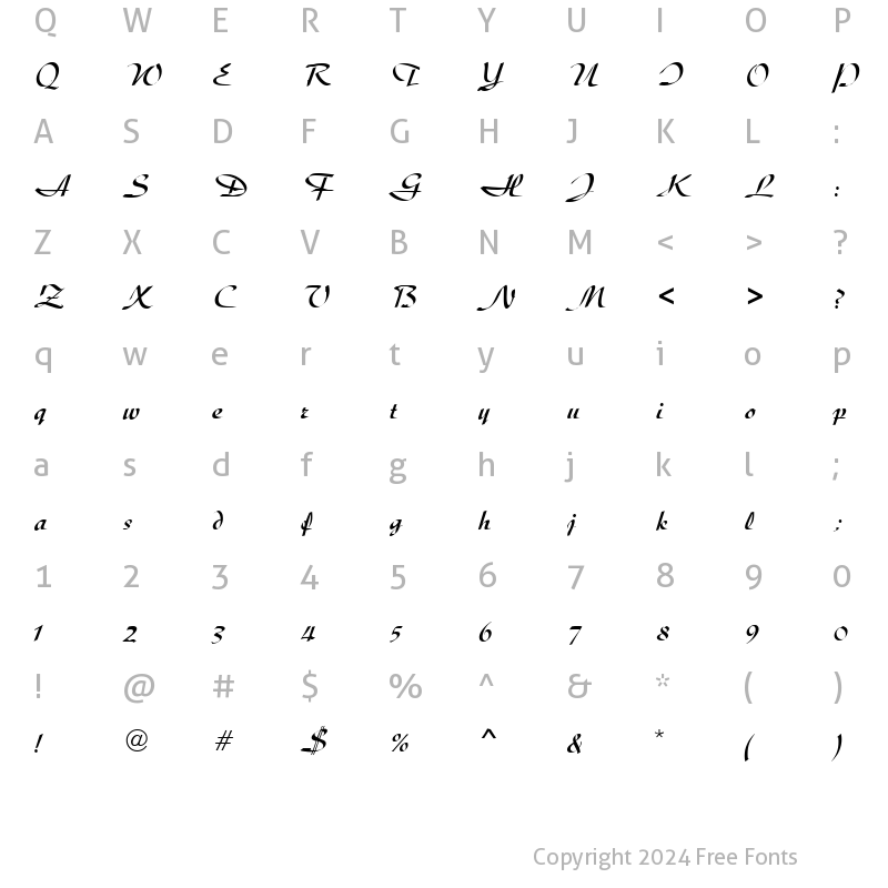 Character Map of PT Persia Normal