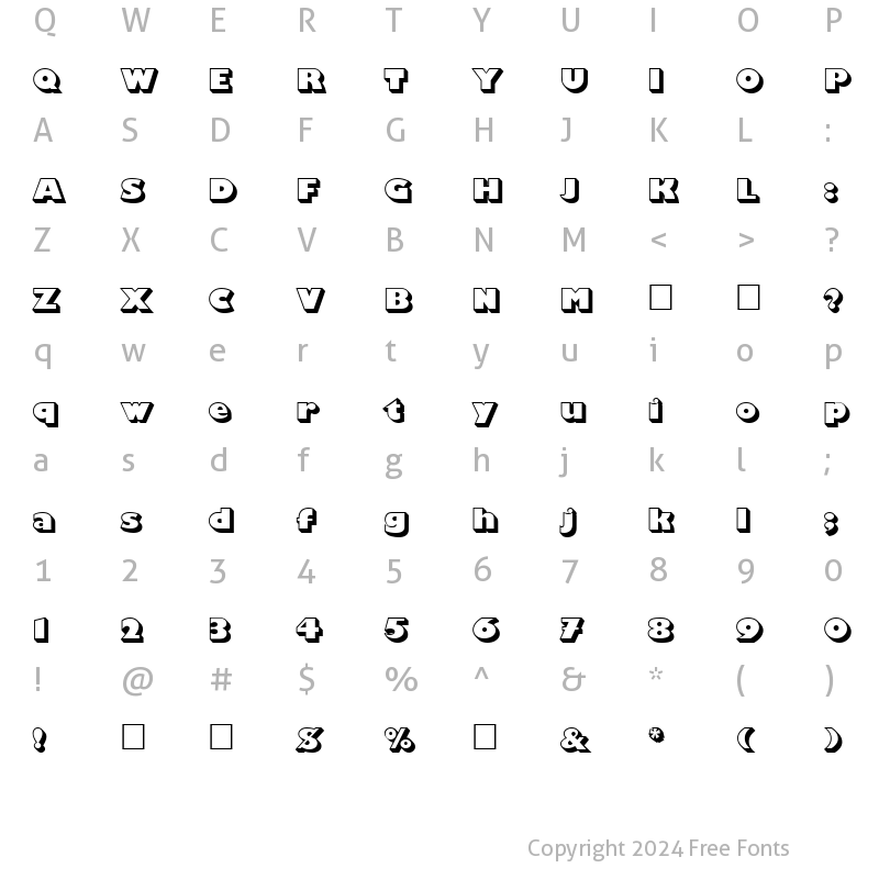 Character Map of PT Playhouse Shadow Normal