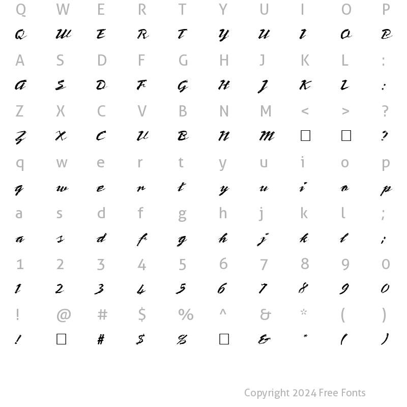 Character Map of PT Quill Normal