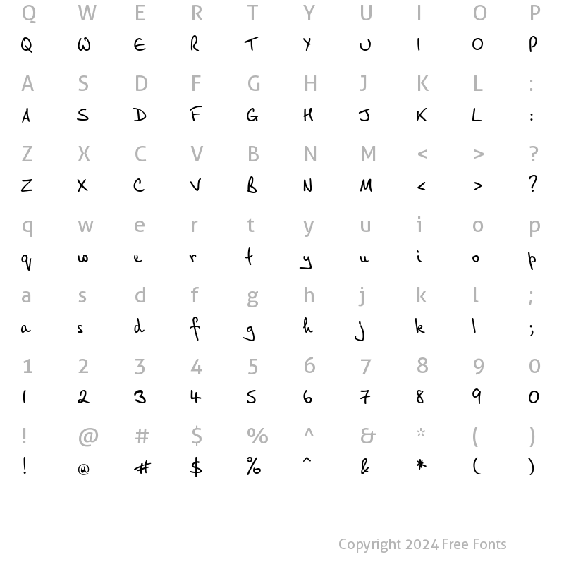 Character Map of PT Script  Breeze Regular