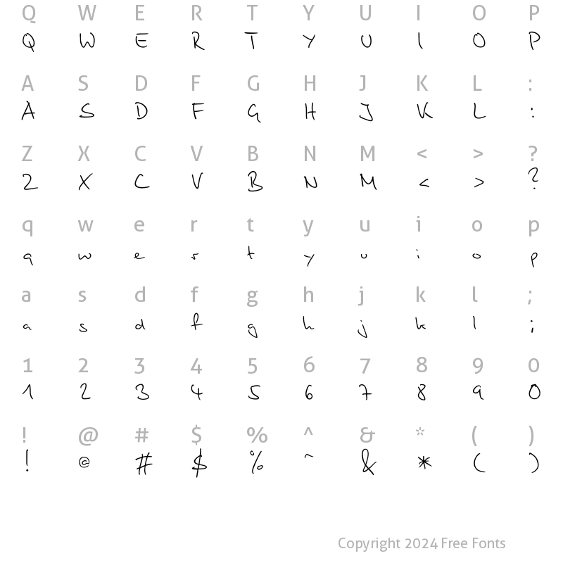 Character Map of PT Script Fog Regular