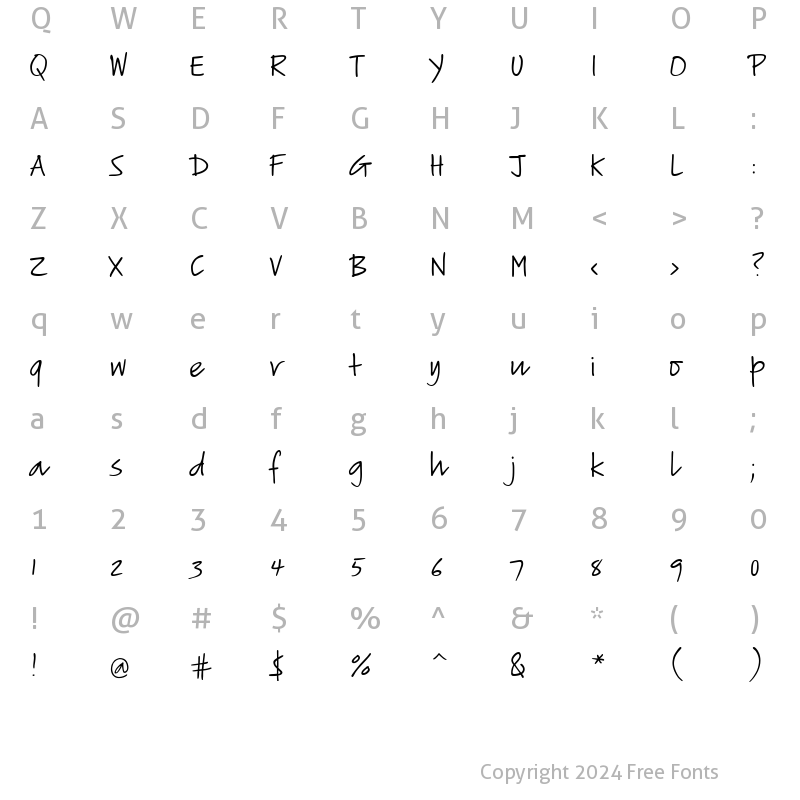 Character Map of PT Script Lightning Regular