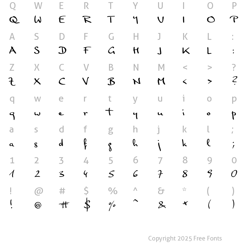 Character Map of PT Script (Unreg.) Monsoon Regular