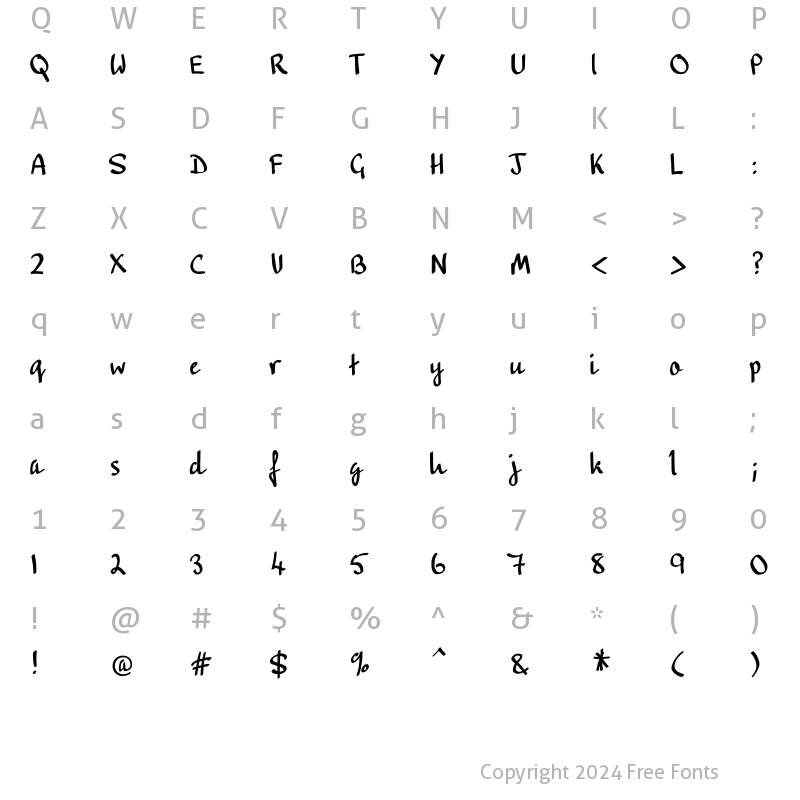 Character Map of PT Script (Unreg.) Rainbow Regular