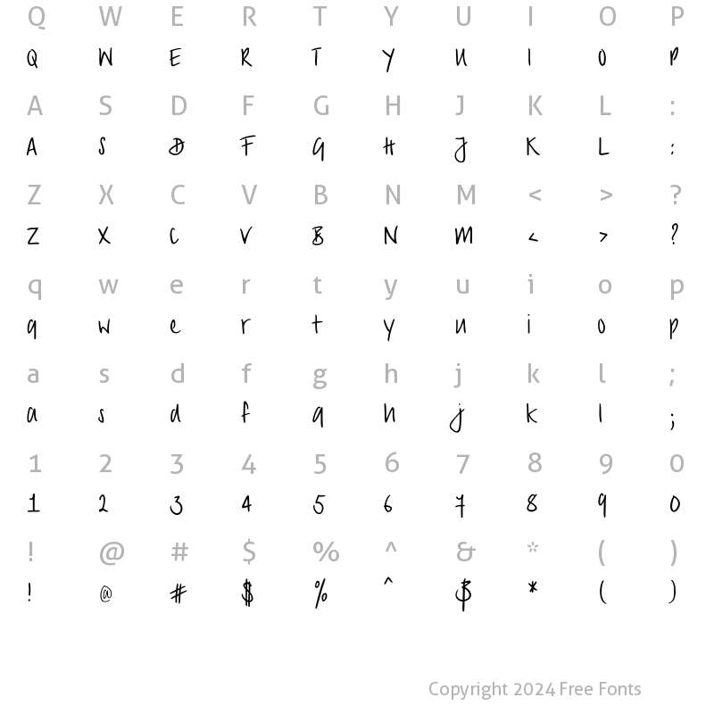 Character Map of PT Script (Unreg.) Sirocco Regular