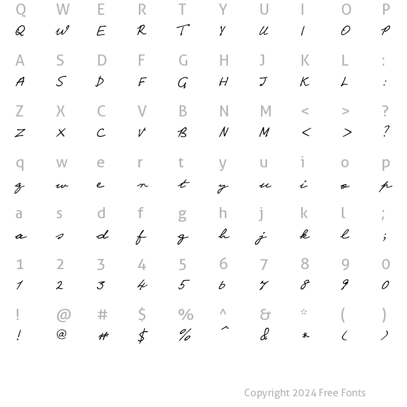 Character Map of PT Script Ventus Regular