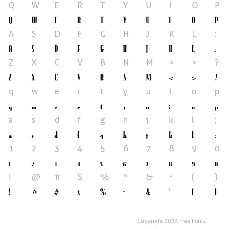 Character Map of PT Slim Jim Normal