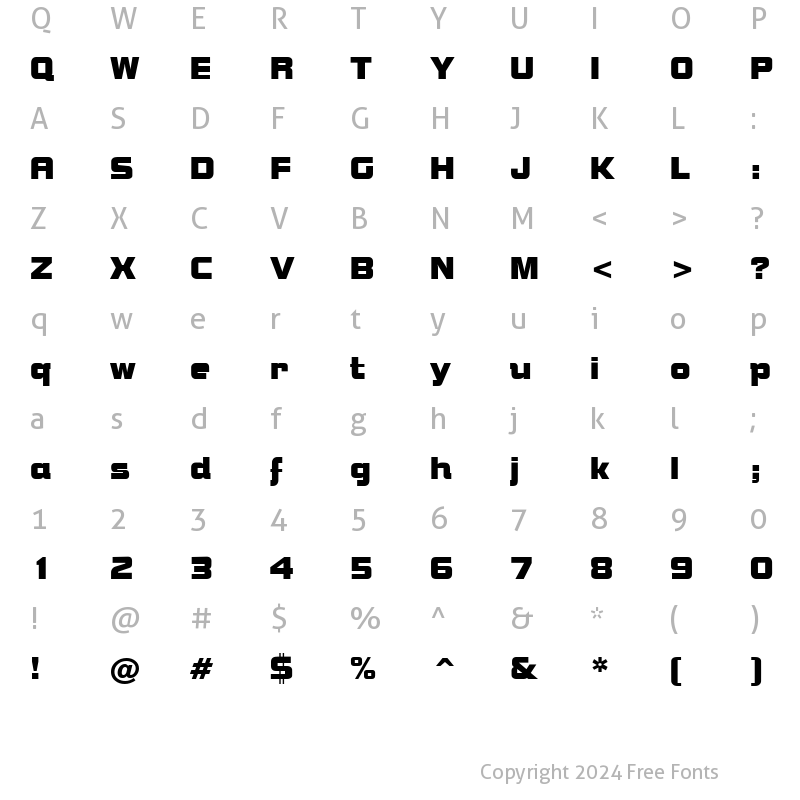 Character Map of PT Square Peg Normal