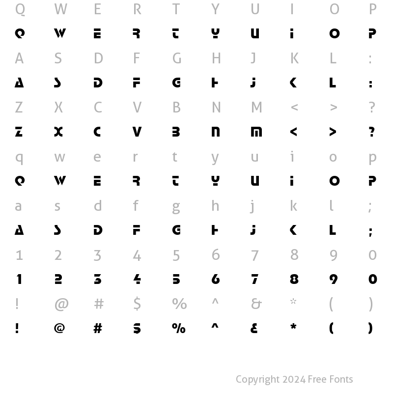 Character Map of PT Technobop Normal