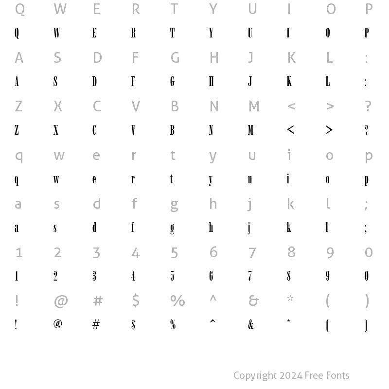 Character Map of PT Uptight Normal